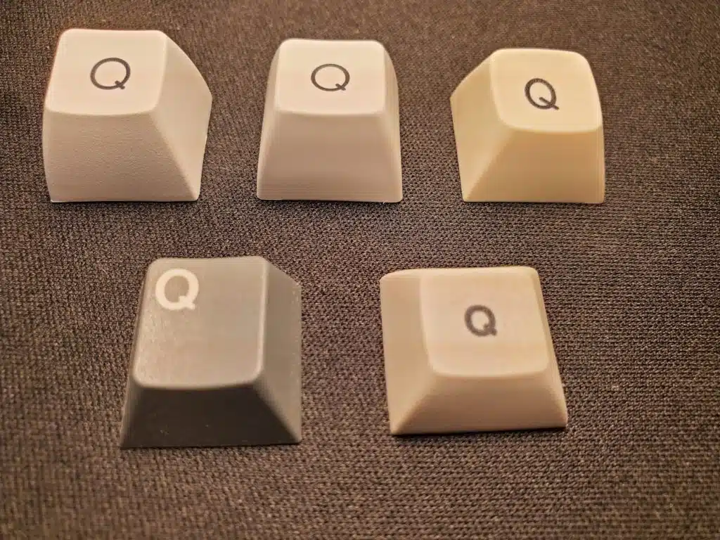 Comparison of different keycap profiles
