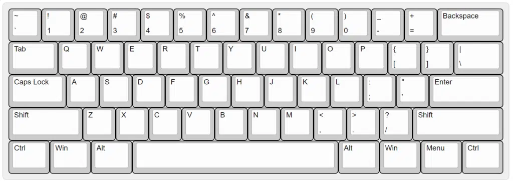 ISO 60% Keyboard layout