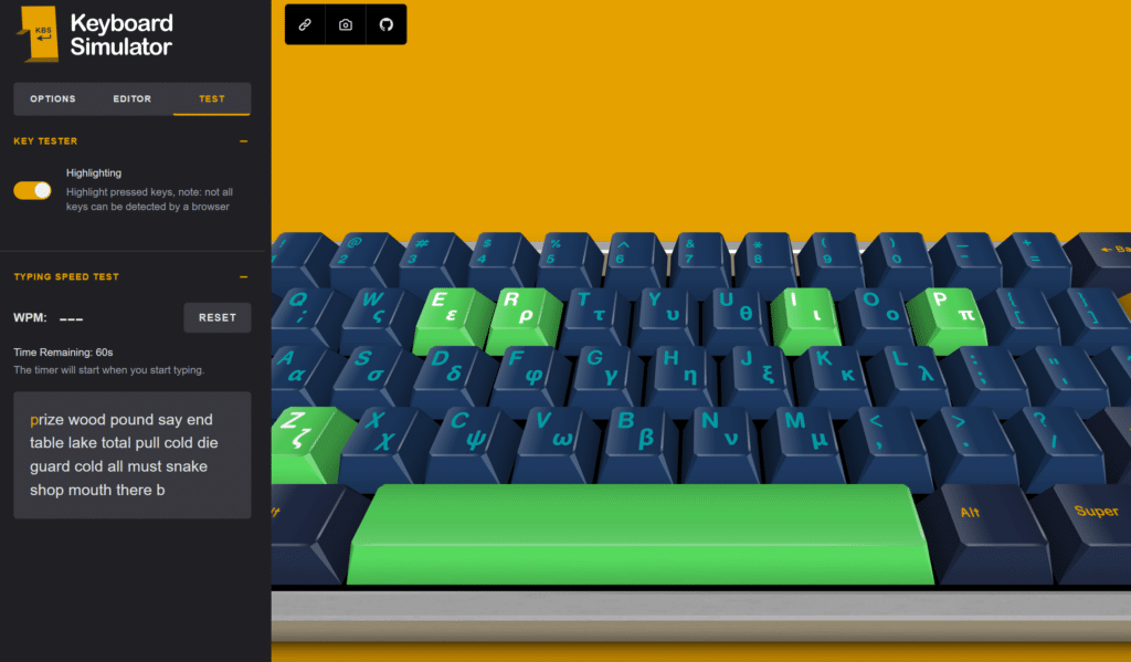 Highlighted Keys keyboard simulator