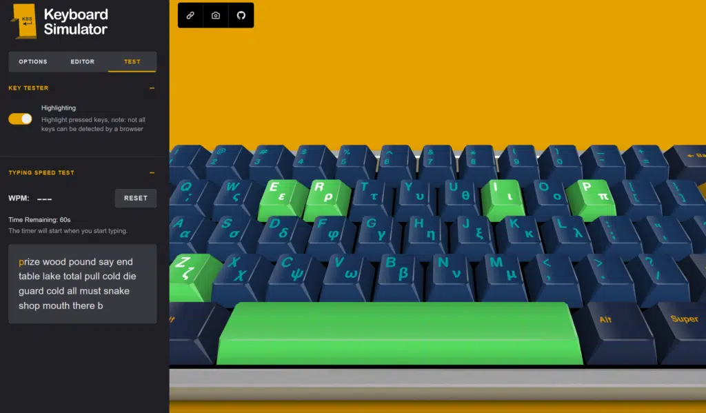 Highlighted Keys keyboard simulator
